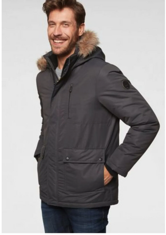 BRUNO BANANI HERREN PARKA JACKE MANTEL WATTIERT KAPUZE GRAU