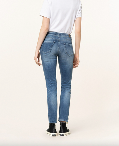 Replay Damen Classic Jeans Hose Fit Sportsgeiz Jeans Stretch blau – Slim Power Faby